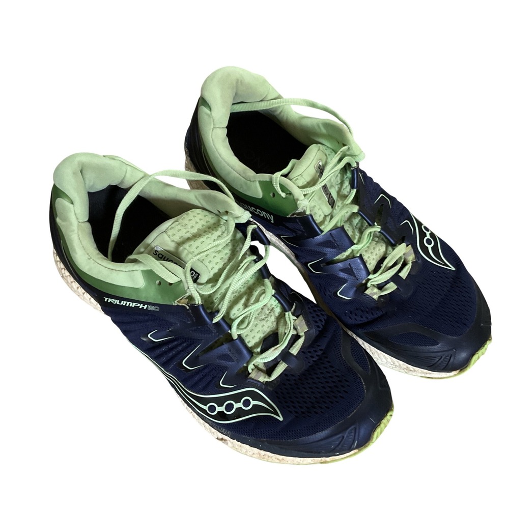 Saucony Triumph ISO 3 Womens Running Shoes Navy Lime Green S10413-3 Size 10.5